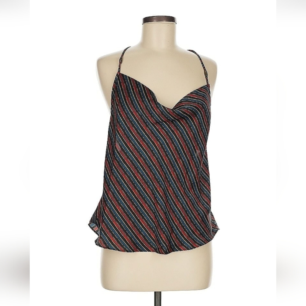 Free People Asymmetrical Red and Blue Camisole